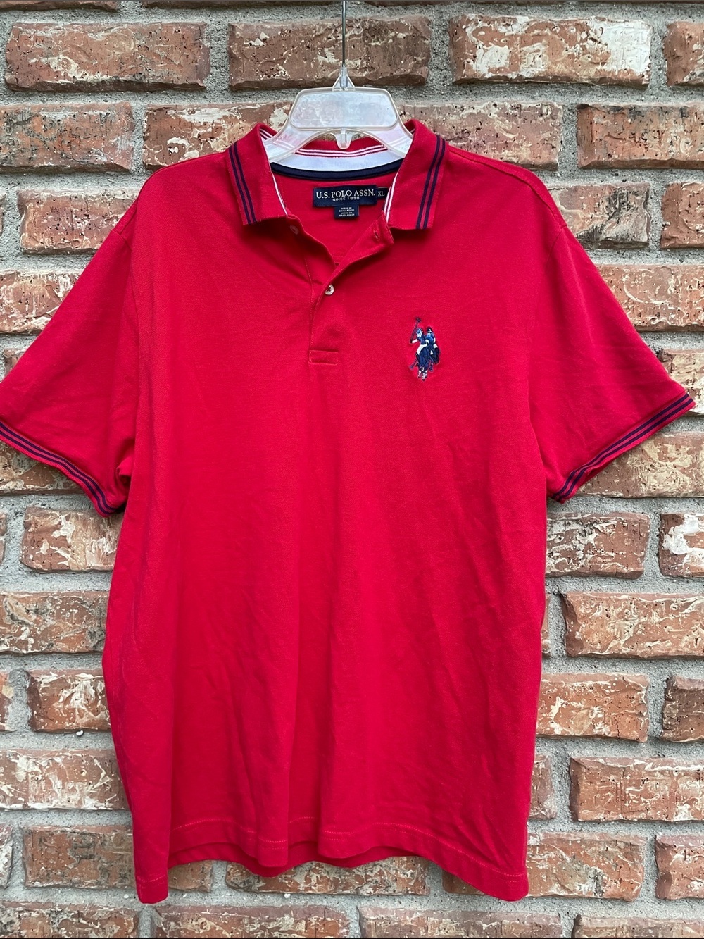 U.S. Polo Assn. Red Polo with Navy Trim